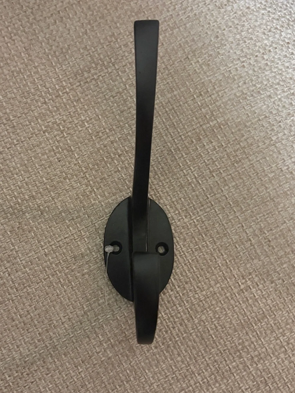 Black Iron Double Wall Hook for Coats Hats Robes, Towels and More